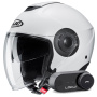 Casque Open Face HJC i40N Pearl White + Kit Bluetooth Lokui K30