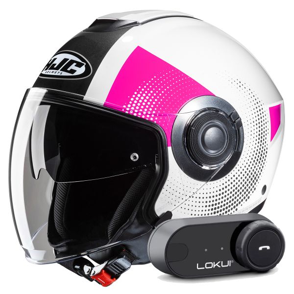 Open Face HJC i40N Pyle MC8 + Kit Bluetooth Lokui K30