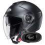 Casque Open Face HJC i40N Semi Flat Black+ Kit bluetooth 5R Lite Solo
