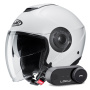 Casque Open Face HJC i40N Semi Flat Pearl White + Kit Bluetooth Lokui K30