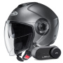 Casque Open Face HJC i40N Semi Flat Titanium + Kit Bluetooth Lokui K30
