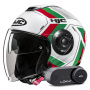 Casque Open Face HJC i40N Velu MC41 + Kit Bluetooth Lokui K30