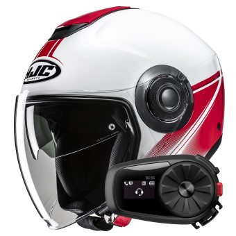 Casque Open Face HJC i40N Vision MC1 + Kit Bluetooth 5S Solo Casque Open Face HJC i40N Vision MC1 + Kit Bluetooth 5S Solo