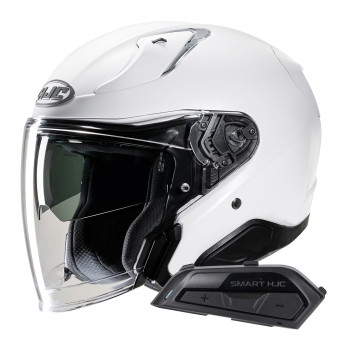 Open Face HJC RPHA31 Pearl White+ Kit Bluetooth Smart 21B Flat Black