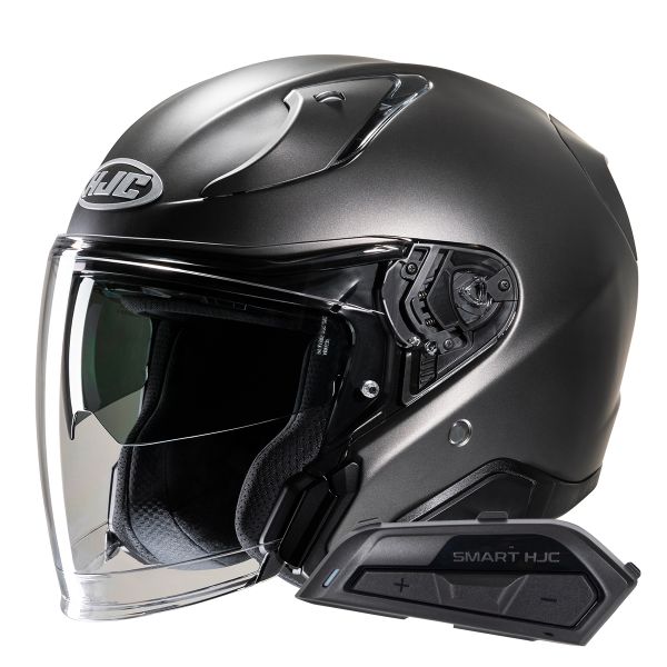 Open Face HJC RPHA31 Semi Flat Titanium+ Kit Bluetooth Smart 21B Flat Black Open Face HJC RPHA31 Semi Flat Titanium+ Kit Bluetooth Smart 21B Flat Black