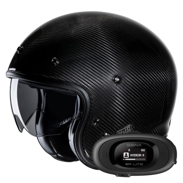 Open Face HJC V31 Carbon Black + Kit bluetooth 5R Lite