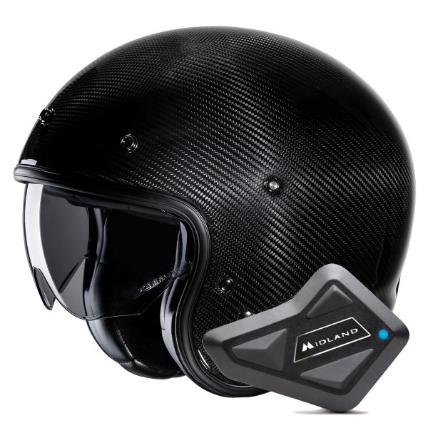 Open Face HJC V31 Carbon Black + Kit Bluetooth BT Mini