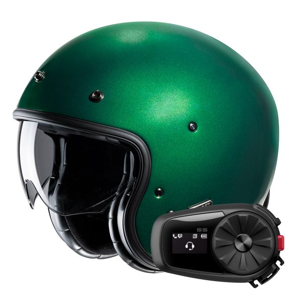 Open Face HJC V31 Deep Green + Kit Bluetooth 5S Solo Open Face HJC V31 Deep Green + Kit Bluetooth 5S Solo