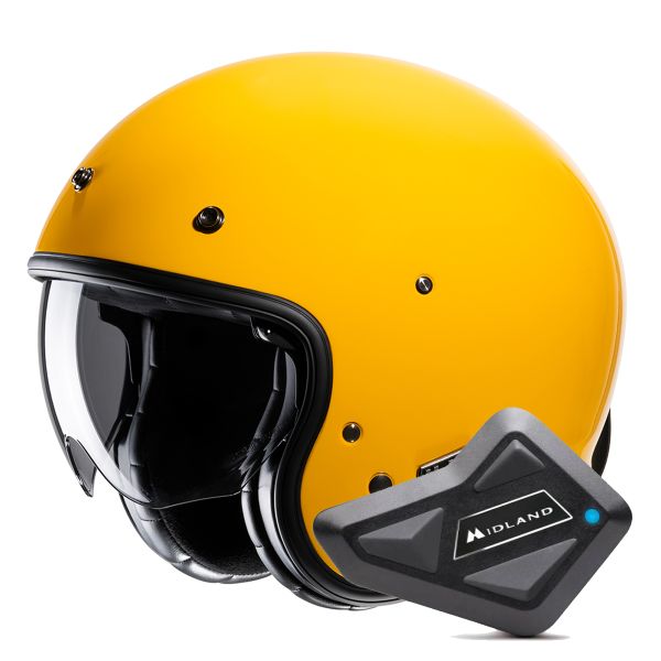 Open Face HJC V31 Deep Yellow + Kit Bluetooth BT Mini Open Face HJC V31 Deep Yellow + Kit Bluetooth BT Mini