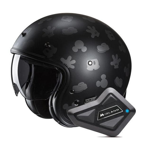Open Face HJC V31 Disney Mickey MC5SF + Kit Bluetooth BT Mini