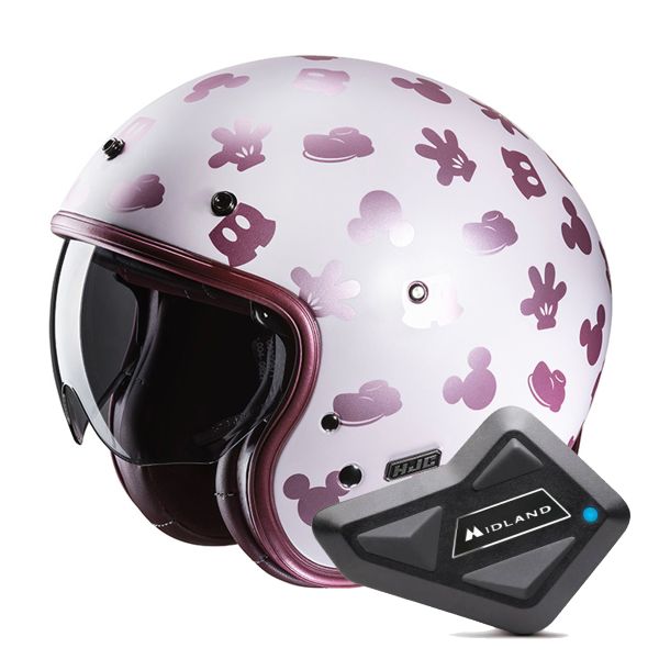 Open Face HJC V31 Disney Mickey MC8SF + Kit Bluetooth BT Mini