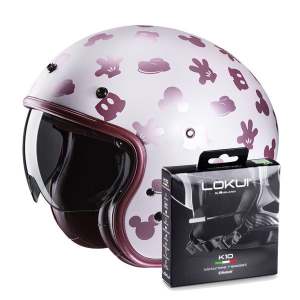 Open Face HJC V31 Disney Mickey MC8SF + Kit Bluetooth Lokui K10