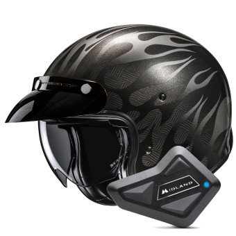 Casque Open Face HJC V31 Firo MC5 + Kit Bluetooth BT Mini