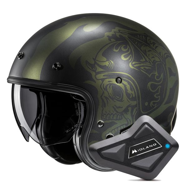 Open Face HJC V31 Flame MC4SF + Kit Bluetooth BT Mini Open Face HJC V31 Flame MC4SF + Kit Bluetooth BT Mini