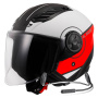 Casque Open Face LS2 Airflow II Cover Matt White Red OF616 + Kit Bluetooth Lokui K10