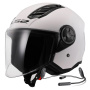 Casque Open Face LS2 Airflow II Solid White OF616 + Kit Bluetooth BT Mini
