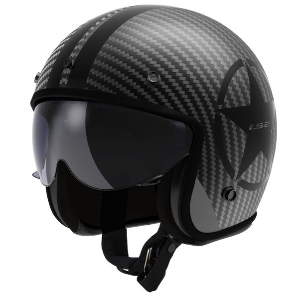 Open Face LS2 Bob II Carbon Star Black OF601