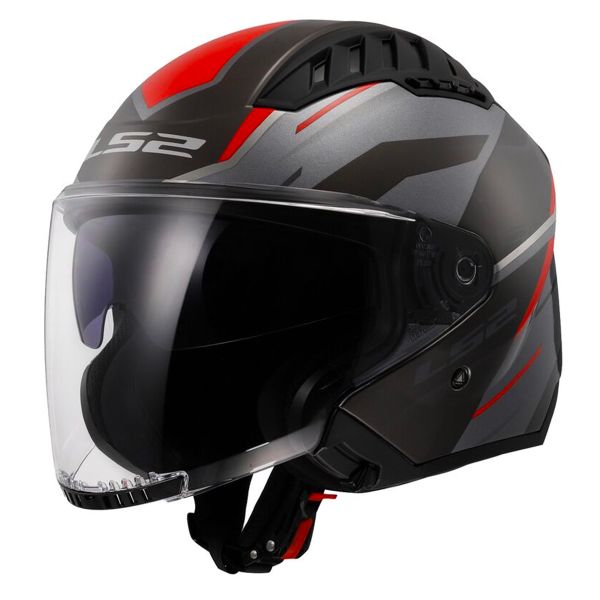 Open Face LS2 Copter II Diston Grey Red OF600