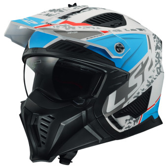 Casque Open Face LS2 Drifter Devor Matt White Blue OF606 Casque Open Face LS2 Drifter Devor Matt White Blue OF606