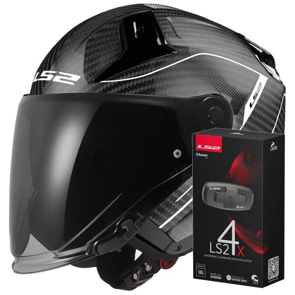 Open Face LS2 Infinity II C Counter Cool Grey OF603 + Kit Bluetooth 4X Cardo