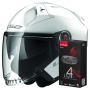 Casque Open Face LS2 Infinity II Gloss White OF603 + Kit Bluetooth 4X Cardo