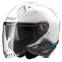 Casque Open Face LS2 Infinity II Gloss White OF603 + Kit Bluetooth BT Mini