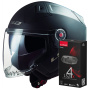 Casque Open Face LS2 Infinity II Matt Black OF603 + Kit Bluetooth 4X Cardo