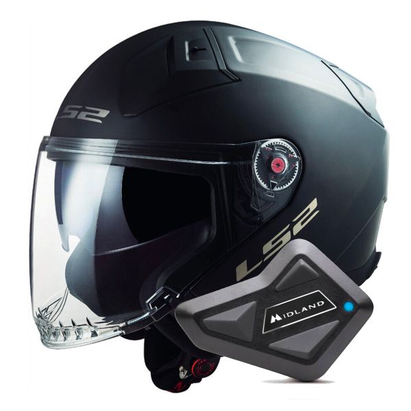 Open Face LS2 Infinity II Matt Black OF603 + Kit Bluetooth BT Mini Open Face LS2 Infinity II Matt Black OF603 + Kit Bluetooth BT Mini