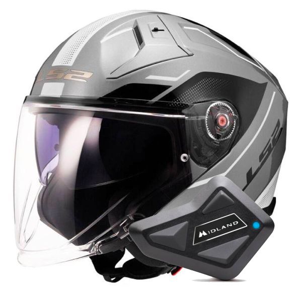 Open Face LS2 Infinity II Veyron Grey White OF603 + Kit Bluetooth BT Mini Open Face LS2 Infinity II Veyron Grey White OF603 + Kit Bluetooth BT Mini