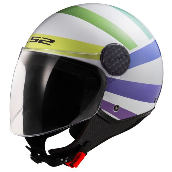 Open Face LS2 Sphere Lux II Swirl White Rainbow OF558