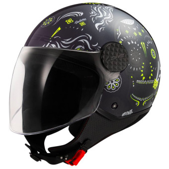 Casque Open Face LS2 Sphere Lux II Maxca Black H-V Yellow OF558 Casque Open Face LS2 Sphere Lux II Maxca Black H-V Yellow OF558