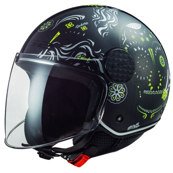 Open Face LS2 Sphere Lux Maxca Black H-V Yellow OF558