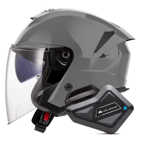 Open Face LS2 Verso II Solid Nardo Grey OF618 + Kit Bluetooth BT Mini