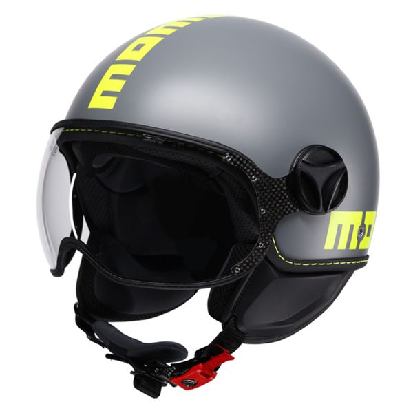 Open Face Momo Design FGTR Classic Fluo Matt Grey Yellow Fluo