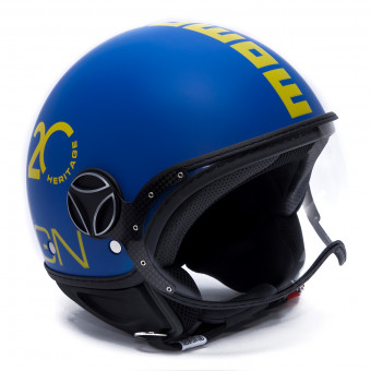 Open Face Momo Design FGTR Classic Heritage Blue Alpine Matt Yellow