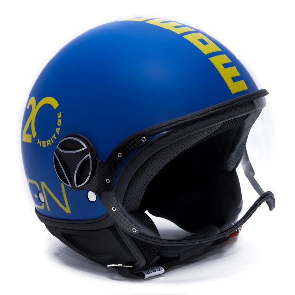 Open Face Momo Design FGTR Classic Heritage Blue Alpine Matt Yellow