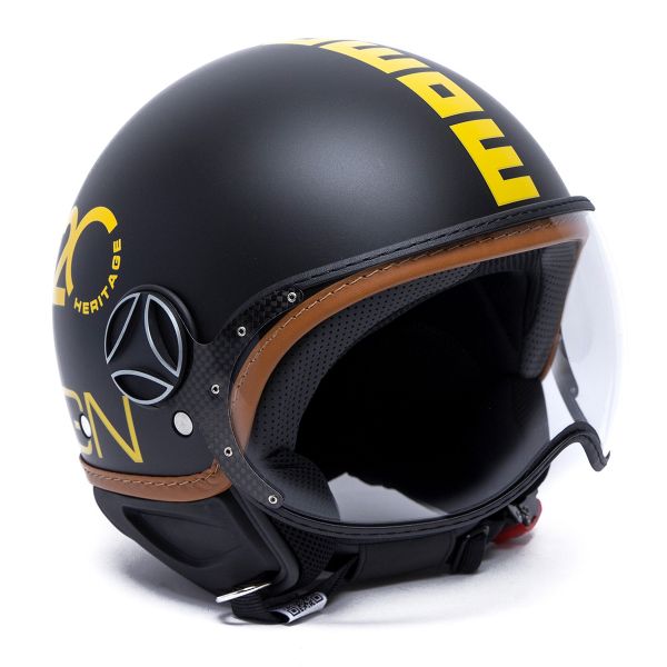 Open Face Momo Design FGTR Classic Heritage Matt Black Yellow