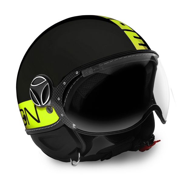 Open Face Momo Design FGTR Fluo Matt Black Yelllow Fluo