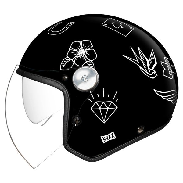 Open Face Nexx X.G30 Tattoo Black White Open Face Nexx X.G30 Tattoo Black White
