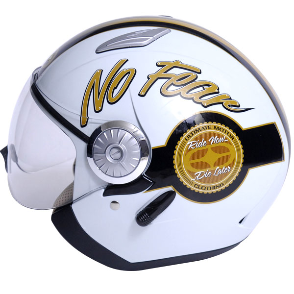 Motorcycle Helmet No Fear Jet 215 Golden White Gloss