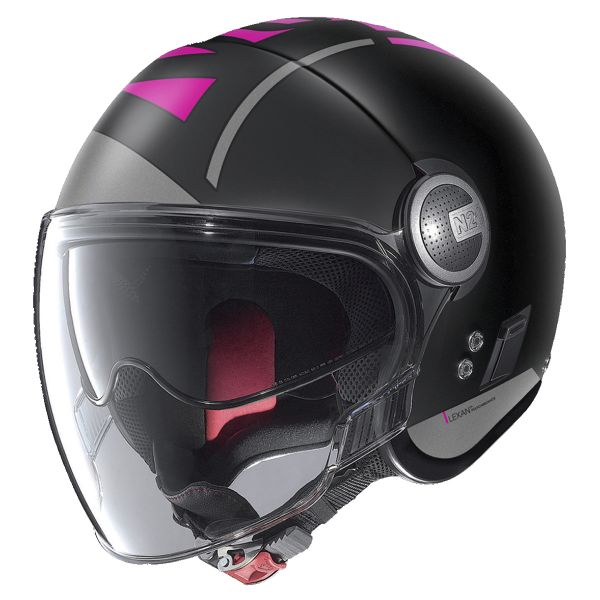 Open Face Nolan N21 Visor Avant-Garde Flat Black Fushia 75