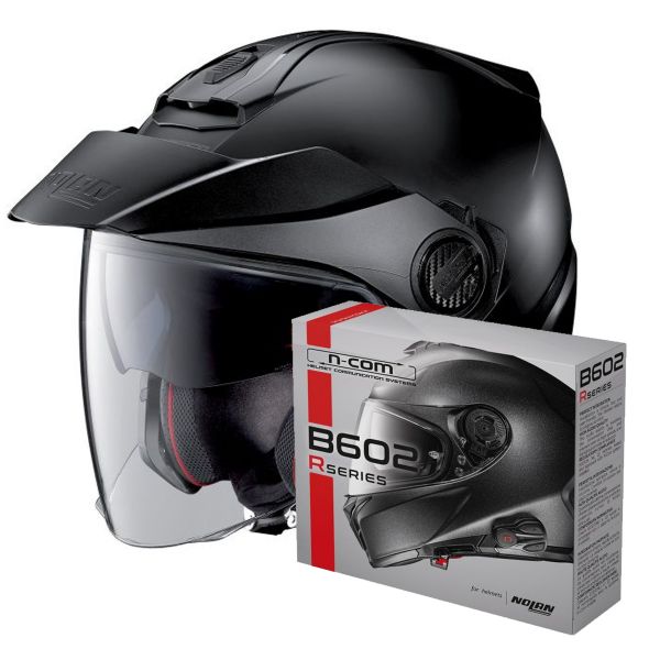 Open Face Nolan N40 5 Classic N-Com Flat Black 10 + Kit Bluetooth B602R