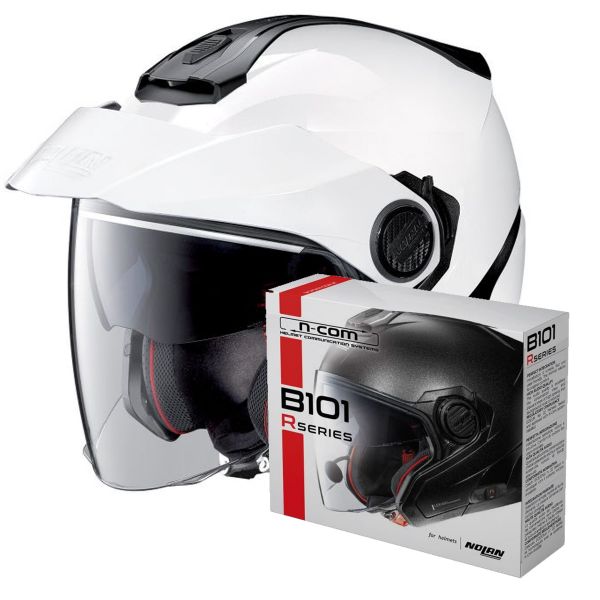 Open Face Nolan N40 5 Classic N-Com White 5 + Kit Bluetooth B101R