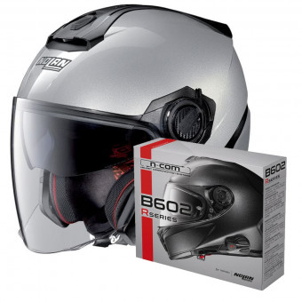Open Face Nolan N40 5 Special N-Com Salt Silver 11 + Kit Bluetooth B602R