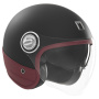 Casque Open Face NOX Heritage Matt Black Leather Red