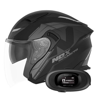 Open Face NOX N130 Klint Matt Black Titanium + Kit bluetooth 5R Lite Solo