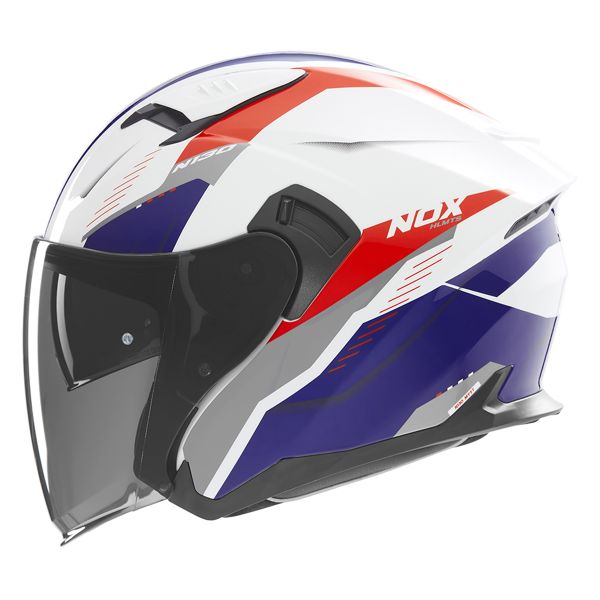 Open Face NOX N130 Myst White Blue Red