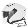Casque Open Face NOX N130 Pearl White + Kit Bluetooth Lokui K10