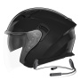 Casque Open Face NOX N130 Shiny Black + Kit Bluetooth Lokui K10