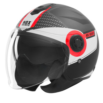 Casque Open Face NOX N182 Round Mat Black Red